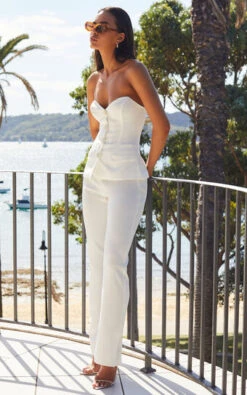 Showpo Silvia Pants - High Waisted Split Hem Tailored Pants In White