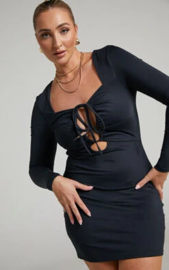 Showpo Aiza Bodycon Mini Dress In Black