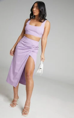 Showpo Gibson Two Piece Set - Crop Top And Knot Front Midi Skirt In Lilac 11 Showpo Gibson Two Piece Set - Crop Top And Knot Front Midi Skirt In Lilac -Showpo Women's Clothing Store 1.Gibson Two Piece Twist Front Skirt Set with Crop Top in Lilac 2528SC22020016022529 9