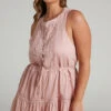 Showpo Scotty Button Up Broderie Mini Dress In Dusty Pink