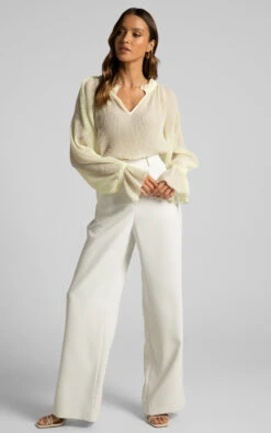Showpo Kerray Top - V Neck Long Sleeve Pleated Top In Cream 11 Showpo Kerray Top - V Neck Long Sleeve Pleated Top In Cream -Showpo Women's Clothing Store 18.04.23 Angie x Nat x Casey72532