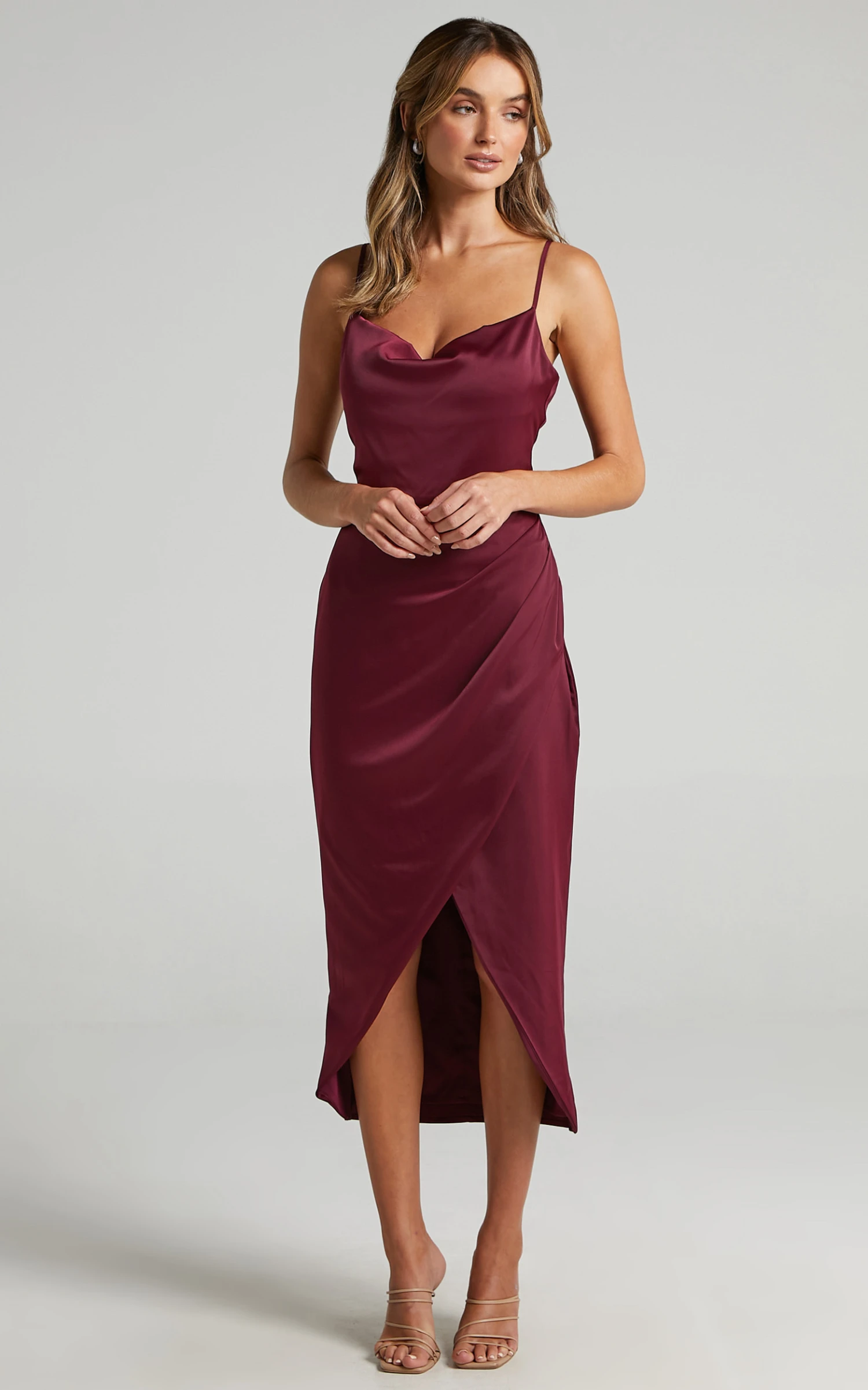 Showpo Dazzling Lights Dress In Mulberry Satin 4 Showpo Dazzling Lights Dress In Mulberry Satin - Image 4