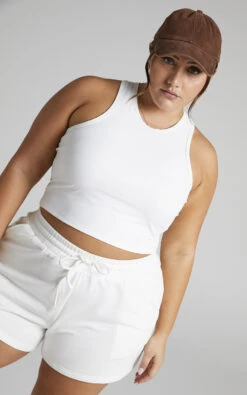 Showpo Nellwyn Halter Racer Back Crop Tank In White -Showpo Women's Clothing Store 1Nellwyn Racer Back Crop Tank in White 2528ST22010035082529 7