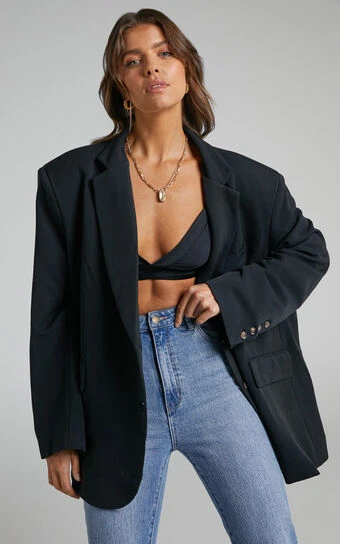 Showpo Amalea Oversized Boyfriend Blazer In Black 1 Showpo Amalea Oversized Boyfriend Blazer In Black