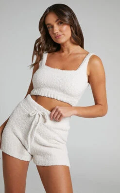 Showpo Bhesty Knit Crop Top And Short Two Piece Set In SAND