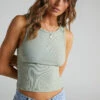 Showpo Cant You Tell Ribbed Tank Top In Khaki