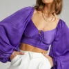 Showpo Delia Long Sleeve Blouse In Purple