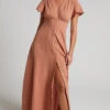 Showpo Elijah Empire Waist Button Down Maxi Dress In Rust