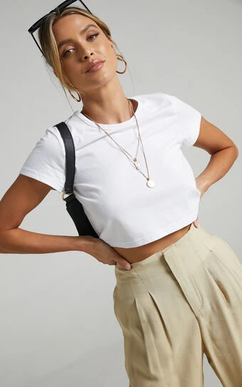 Showpo Danzel Boxy Fit Cap Sleeve Crop Top In White 1 Showpo Danzel Boxy Fit Cap Sleeve Crop Top In White