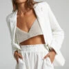 Showpo Hiromi Plunge Neck Tailored Blazer In White
