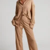 Showpo Isabeau Trousers - Mid Rise Relaxed Box Pleat Tailored Trousers In Mocha