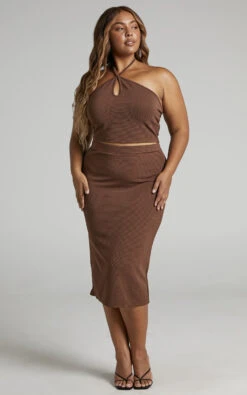 Showpo Khana Bodycon Midi Skirt In Chocolate -Showpo Women's Clothing Store 1 Khana Bodycon Midi Skirt in Chocolate 2528SB22040036022529