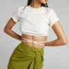 Showpo Mayeth Tie Front Wrap Mini Skirt In Chartruese