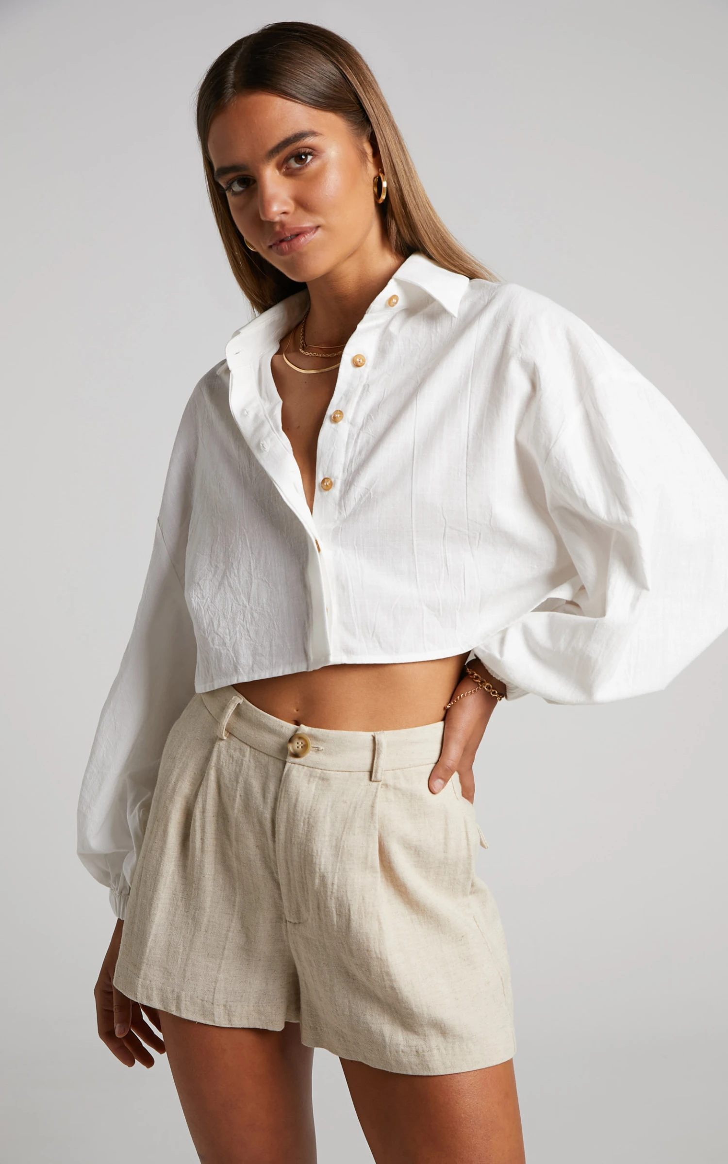 Showpo Marsha Shirt - Cropped Long Sleeve Button Up Shirt In White 2 Showpo Marsha Shirt - Cropped Long Sleeve Button Up Shirt In White - Image 2