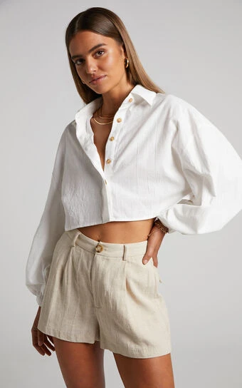 Showpo Marsha Shirt - Cropped Long Sleeve Button Up Shirt In White 1 Showpo Marsha Shirt - Cropped Long Sleeve Button Up Shirt In White