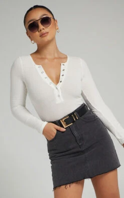 Showpo Ryllie Recycled Cotton Denim Mini Skirt In Black Wash