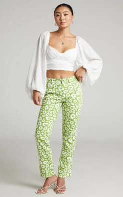 Showpo Zabee Mid Rise Drill Jeans In Ditsy Floral