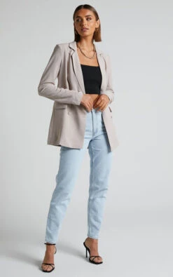 Showpo Quick To Win Blazer In Stone