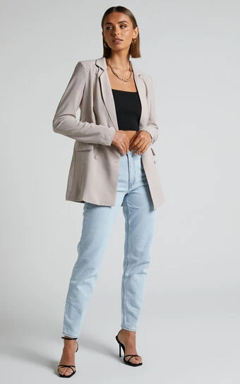 Showpo Quick To Win Blazer In Stone 1 Showpo Quick To Win Blazer In Stone