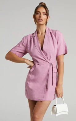 Featured Products -Showpo Women's Clothing Store 1 Roula Mini Blazer Dress with Wrap Front in Pink 2528SD22010092012529 5 1