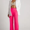 Showpo Kimmay Pants - High Waisted Tailored Straight Leg Pants In Hot Pink