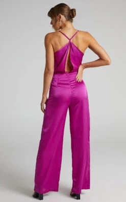 Showpo Kylene Cowl Neck Palazzo Satin Jumpsuit In Mulberry -Showpo Women's Clothing Store 2.Kylene Cowl Neck Palazzo Jumpsuit in Mulberry 2528SP21120006032529 2