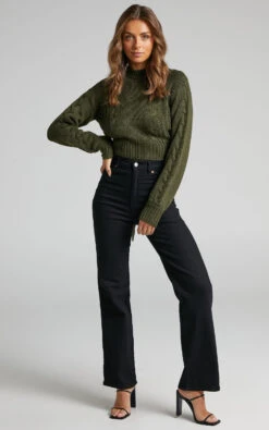 Showpo Maue Long Sleeve Open Back Knit Top In Khaki -Showpo Women's Clothing Store 2.Maue long sleeve open back knit top in Khaki 2528SO22020008012529