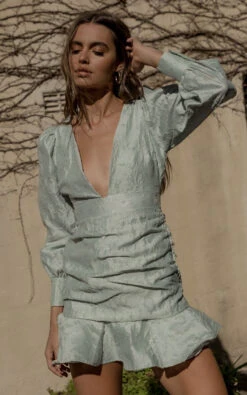 Showpo Baxia Textured Balloon Sleeve Mini Dress In Sage 15 Showpo Baxia Textured Balloon Sleeve Mini Dress In Sage -Showpo Women's Clothing Store 220606 Showpo 1895