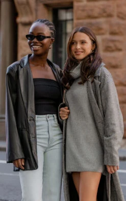 Showpo Ariene Jumper Dress - Oversized Turtle Neck Knit Dress In Grey -Showpo Women's Clothing Store 230503 Showpo 583 252812529