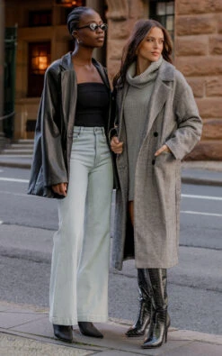 Showpo Anzelle Double Breasted Longline Herringbone Coat In Black And White Herringbone -Showpo Women's Clothing Store 230503 Showpo 610