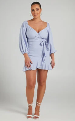 Showpo Cant Move On Off Shoulder Mini Dress In Powder Blue Linen Look 11 Showpo Cant Move On Off Shoulder Mini Dress In Powder Blue Linen Look -Showpo Women's Clothing Store 29.09.21 Mikayla x Lucy x Anthony10912