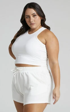 Showpo Nellwyn Halter Racer Back Crop Tank In White -Showpo Women's Clothing Store 2Nellwyn Racer Back Crop Tank in White 2528ST22010035082529 4