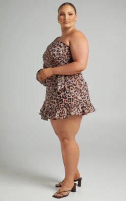 Showpo Sherlena One Shoulder Mini Dress In Leopard -Showpo Women's Clothing Store 2 08.02.22 Riley x Sarah x Anthony85051