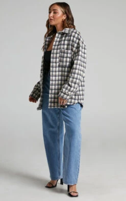 Showpo Aurea Oversized Check Shacket In Black & Grey 9 Showpo Aurea Oversized Check Shacket In Black & Grey -Showpo Women's Clothing Store 2 Aurea CHECK SHACKET in Black Grey 2528SO22020022022529 1