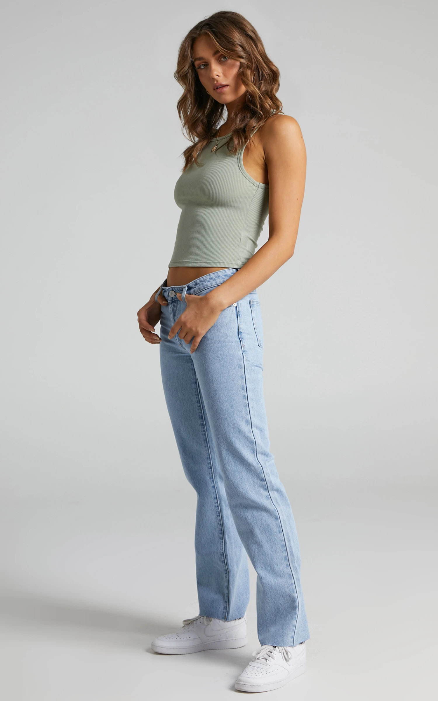 Showpo Cant You Tell Ribbed Tank Top In Khaki 2 Showpo Cant You Tell Ribbed Tank Top In Khaki - Image 2