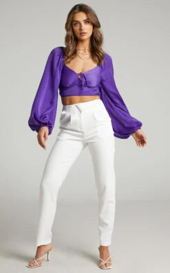 Showpo Delia Long Sleeve Blouse In Purple -Showpo Women's Clothing Store 2 Delia Long Sleeve blouse in Purple 2528ST21100033022529 4