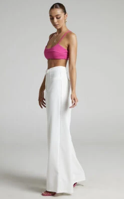 Showpo Jaxine - High Waisted Tailored Wide Leg Trousers In White -Showpo Women's Clothing Store 2 Jaxine Tailored Wide Leg Trousers in White 2528SB22040021012529 4