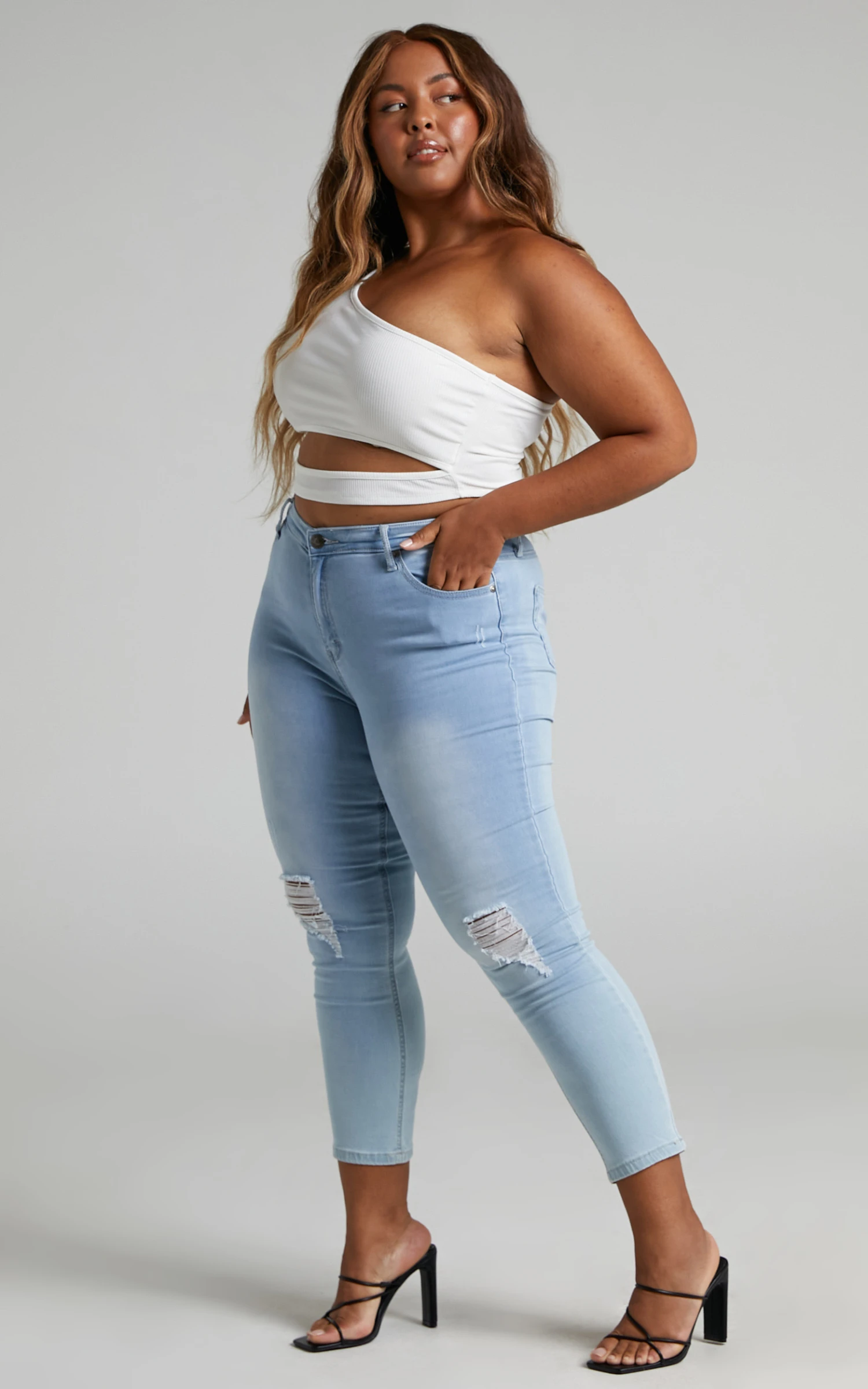 Showpo Joellyn Asymmetric Front Cut Out Ribbed Crop Tank In White 5 Showpo Joellyn Asymmetric Front Cut Out Ribbed Crop Tank In White - Image 5