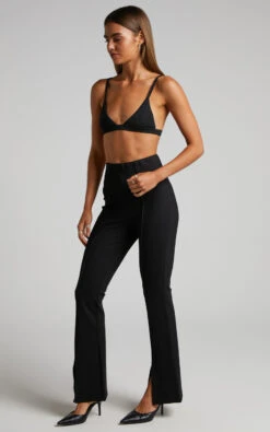 Showpo Mitzie Pants - Split Hem High Waist Flared Pants In Black 9 Showpo Mitzie Pants - Split Hem High Waist Flared Pants In Black -Showpo Women's Clothing Store 2 Mitzie Split Front Flare Pant in Black 2528SB22100027012529 6