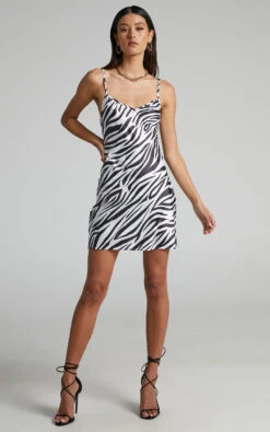 Showpo Rowena Mini Slip Dress In Zebra 11 Showpo Rowena Mini Slip Dress In Zebra -Showpo Women's Clothing Store 2 ROWENA MINI SLIP DRESS IN ZEBRA