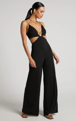 Showpo Benice Jumpsuit - Slender Strap Cut Out Wide Leg Jumpsuit In Black 12 Showpo Benice Jumpsuit - Slender Strap Cut Out Wide Leg Jumpsuit In Black -Showpo Women's Clothing Store 3 6