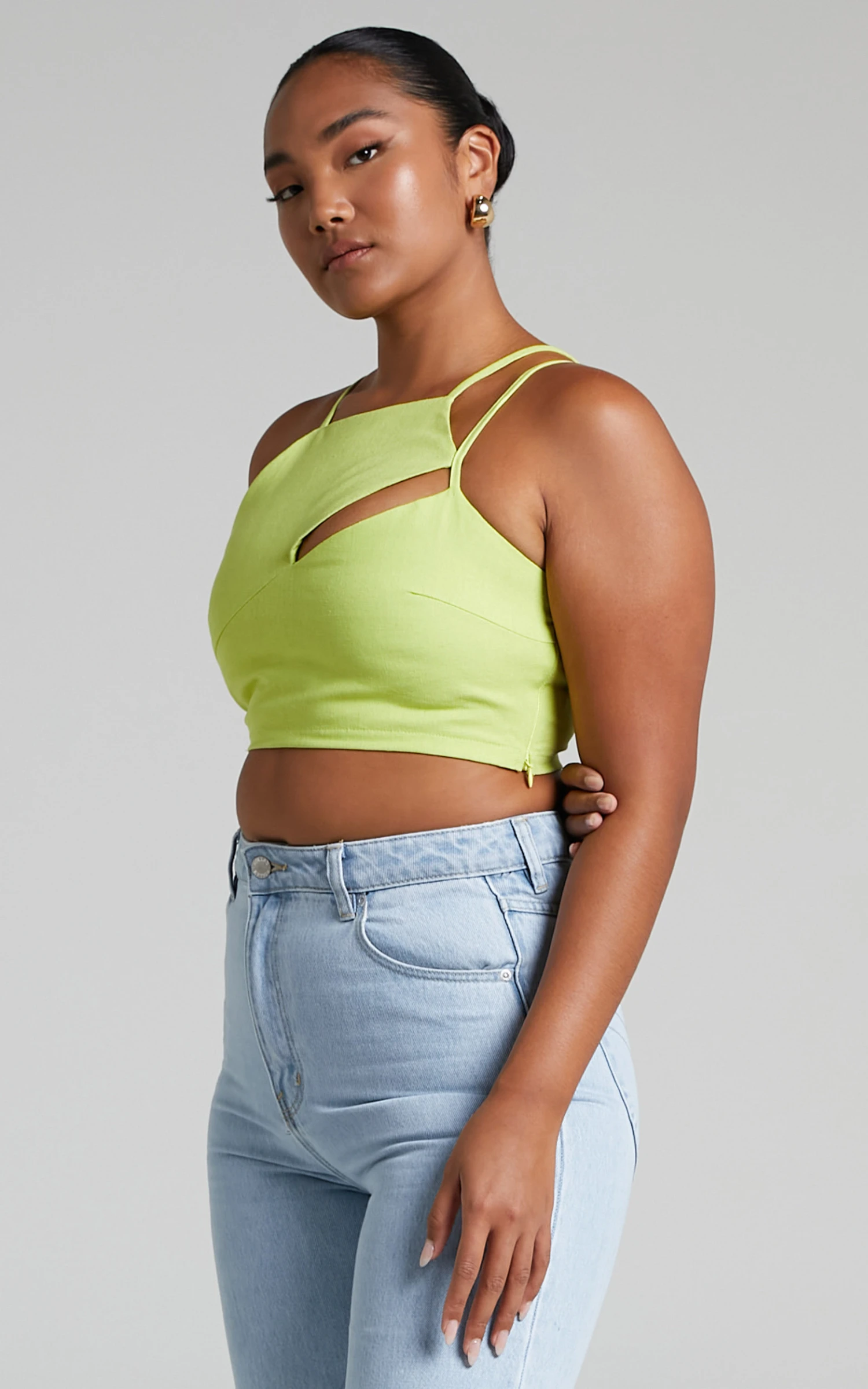 Showpo Patchico Split Bust Crop Top In Lime 4 Showpo Patchico Split Bust Crop Top In Lime - Image 4