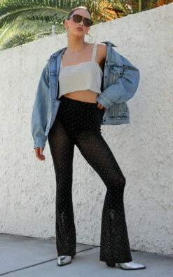 Showpo Khaimy - High Waisted Glitter Mesh Flare Pant In Black And Silver 11 Showpo Khaimy - High Waisted Glitter Mesh Flare Pant In Black And Silver -Showpo Women's Clothing Store 351A2860