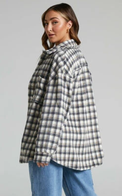 Showpo Aurea Oversized Check Shacket In Black & Grey 10 Showpo Aurea Oversized Check Shacket In Black & Grey -Showpo Women's Clothing Store 3 Aurea CHECK SHACKET in Black Grey 2528SO22020022022529 2