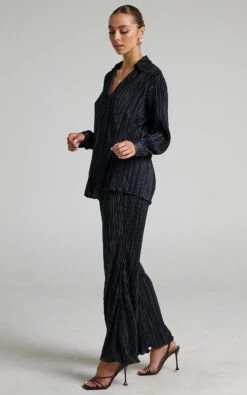 Showpo Beca Plisse Button Up Shirt In Black -Showpo Women's Clothing Store 3 Beca Plisse Button up Shirt in Black 2528ST21070043062529 2