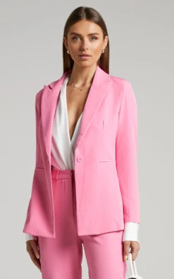 Showpo Hermie Single Breasted Blazer In Pink 14 Showpo Hermie Single Breasted Blazer In Pink -Showpo Women's Clothing Store 3 Hermie Single Breasted Blazer in Pink 2528SO22010002052529 2