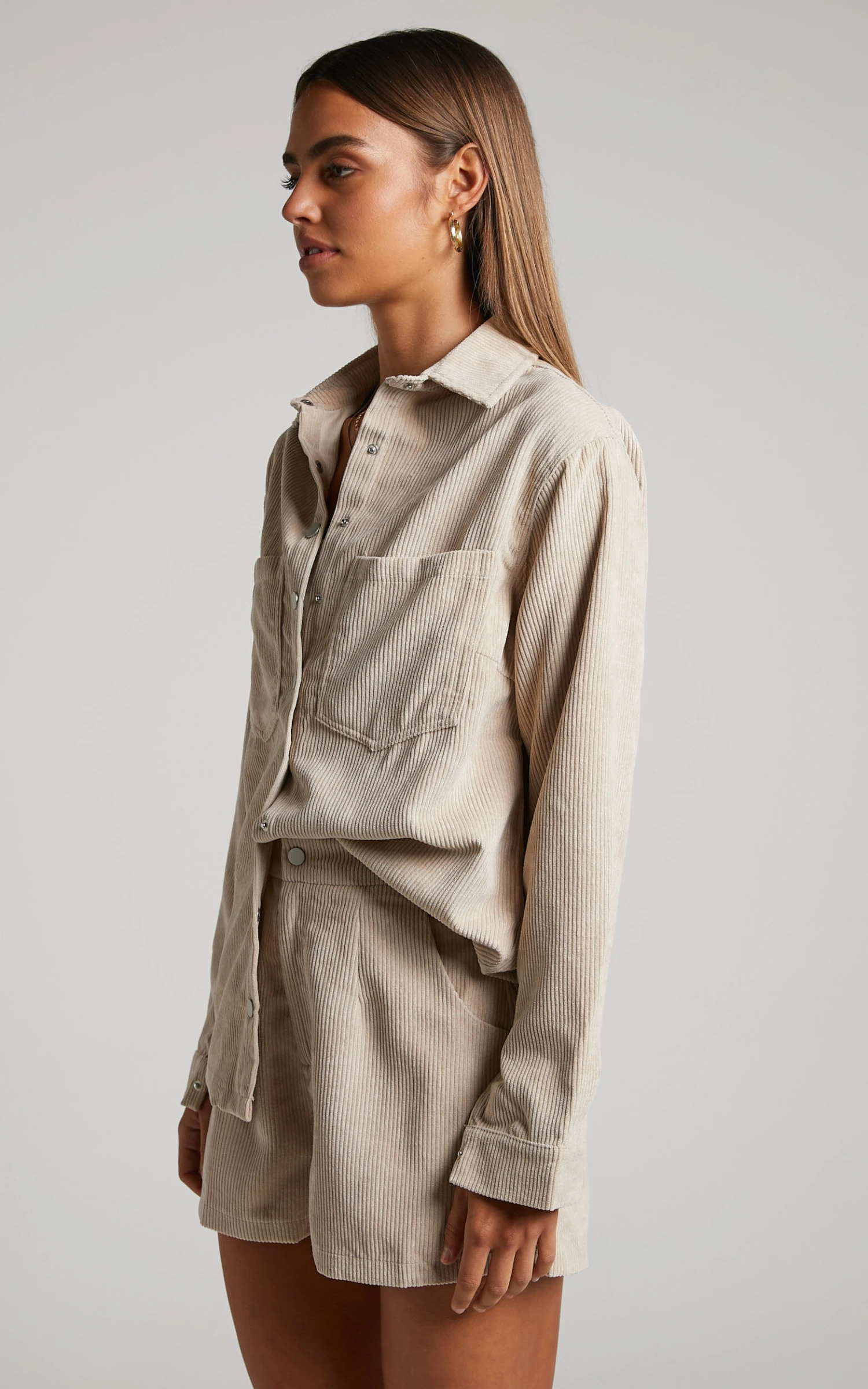 Showpo Hillevi Corduroy Shacket In Sand 4 Showpo Hillevi Corduroy Shacket In Sand - Image 4