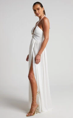 Showpo Isabeau Maxi Dress - High Slit Strappy Halter Dress In White 10 Showpo Isabeau Maxi Dress - High Slit Strappy Halter Dress In White -Showpo Women's Clothing Store 3 Isabeau High Slit Strappy Halter Maxi Dress in White 2528SD22090046022529 3
