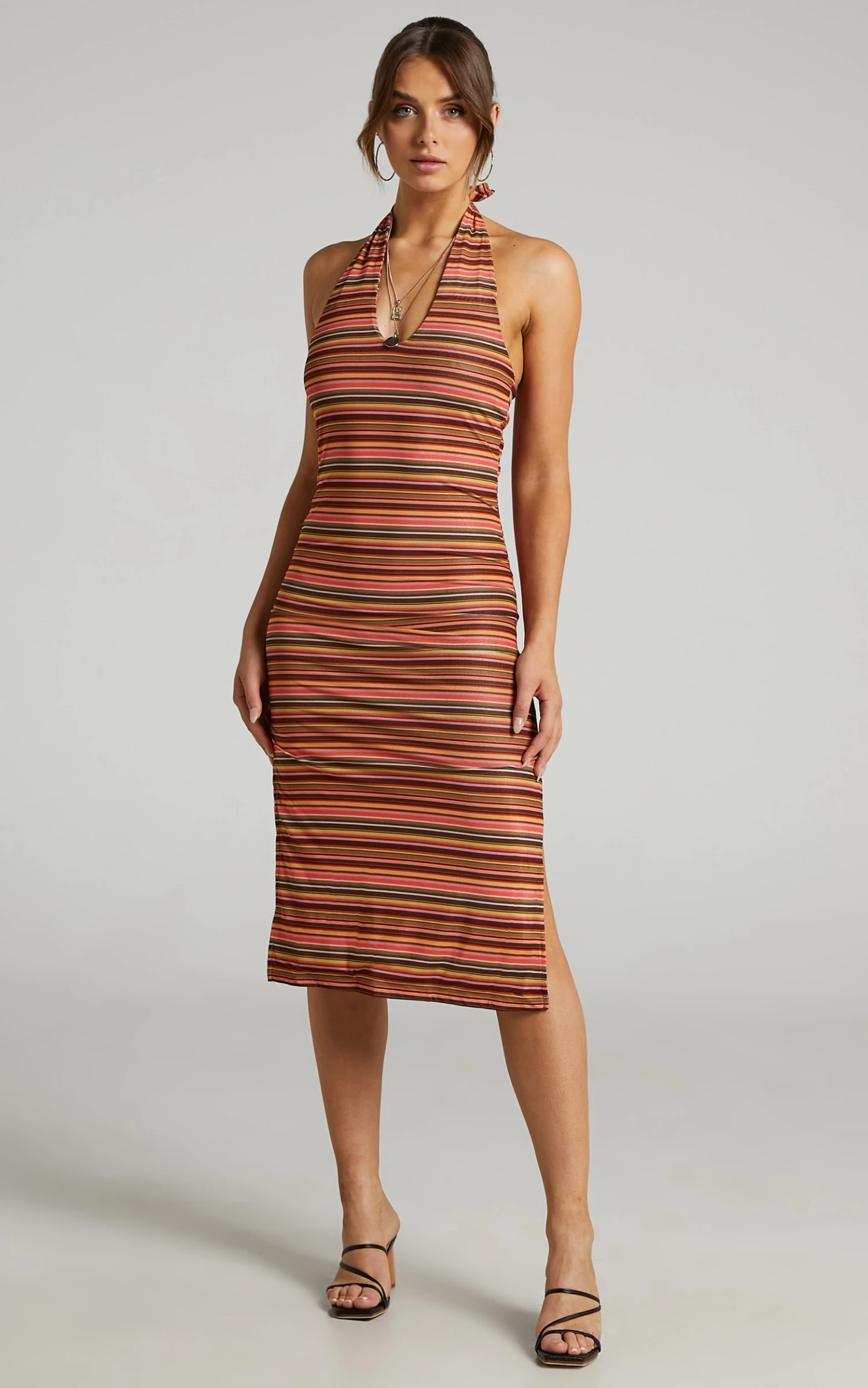 Showpo Marimar Halter Midi Dress In Multi Stripe 4 Showpo Marimar Halter Midi Dress In Multi Stripe - Image 4