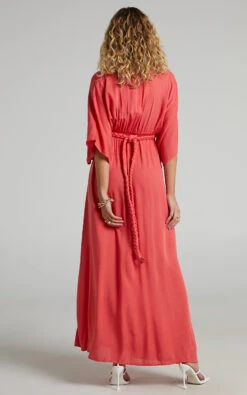 Showpo Phillipha Underbust Tie Angel Sleeve Maxi Dress In Watermelon -Showpo Women's Clothing Store 3 Phillipha Underbust Tie Angel Sleeve Maxi Dress in Watermelon 2528SD21120061032529 3